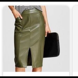 Forest green faux leather skirt ( knee length )